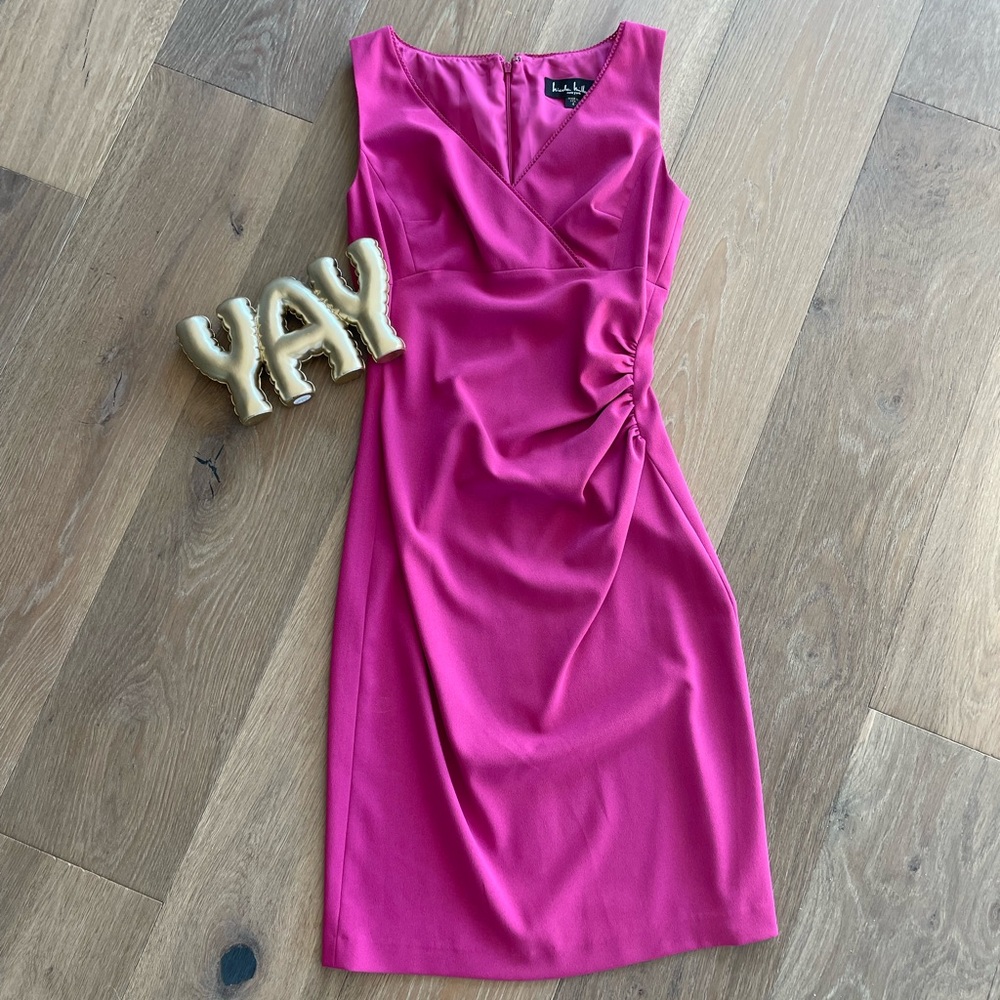 Nicole Miller Fuchsia Sleeveless Midi Sheath Dress